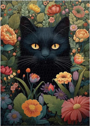 Miniatura 2 de Rompecabezas vintage de gatos para adultos de 1000 piezas en adelante, colección de rompecabezas de flores de PICKFORU animales y plantas