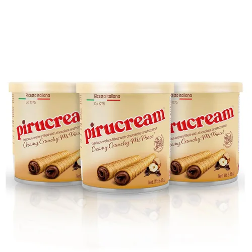 Miniatura 14 de Pirucream Obleas enrolladas con avellana de chocolate, alcalina orgánica 100% cacao, sin grasas trans, conservantes, colorantes o aditivos y sin