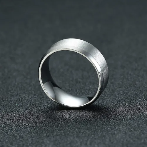 Miniatura 8 de Anillo básico mate cepillado para hombre de 0.157 in, 0.236 in, 0.315 in, 0.394 in, anillos de acero inoxidable negroazulplateado para hombres