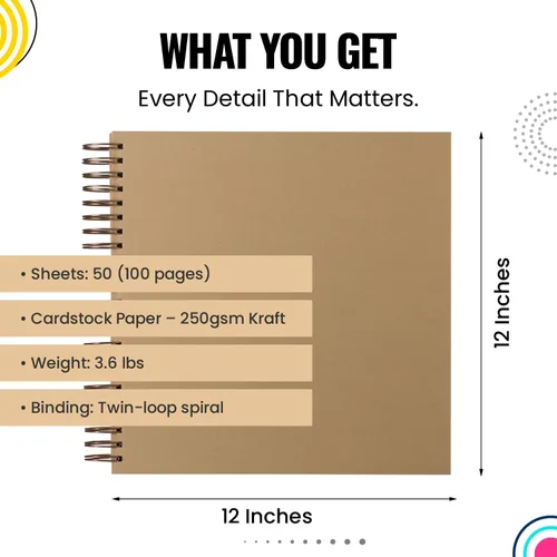 Miniatura 9 de Modern Shop Álbum de recortes Papel Kraft extra grueso con tapa dura - 12 x 12 8.82 oz/m², 50 hojas
