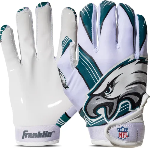 Franklin Sports - Guantes de receptor de fútbol americano juvenil de la NFL, par de guantes de fútbol para niños con logotipos de equipos de la NFL