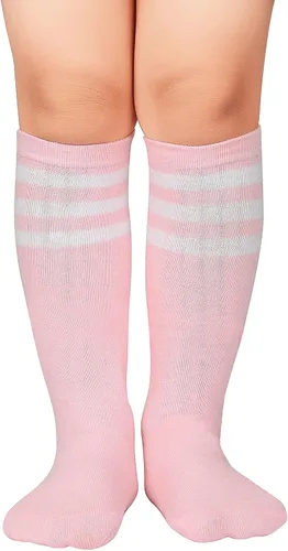 Miniatura 2 de American Trends Calcetines de fútbol para niños, calcetines de tubo alto hasta la rodilla para niños y niñas, calcetines deportivos largos a rayas