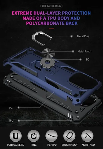 Miniatura 5 de Funda para Xiaomi Mi 11 lite 5G con protector de pantalla, híbrida resistente a prueba de golpes, armadura militar, defensor, cubierta trasera Azul