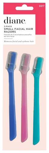 Diane D217 - Cortadora de pelo facial para cejas pequeñas, maquinilla de afeitar dermaplaning, paquete de 3