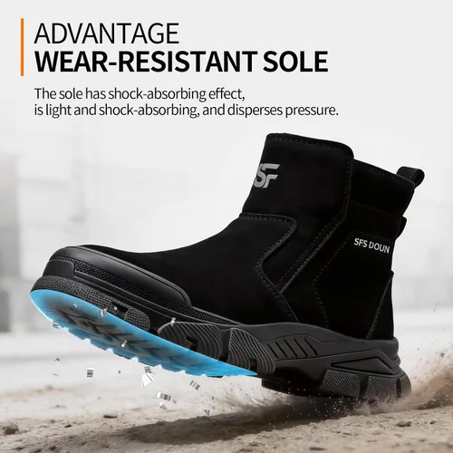 Miniatura 5 de Botas de trabajo para hombre, botas de soldadura sin cordones para hombres, botas de punta de acero indestructibles, zapatos de punta de acero
