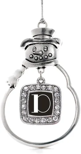Miniatura 106 de Inspired Silver - Adorno de rodillo de reina - Adorno cuadrado de plata con muñeco de nieve con joyas de circonita cúbica