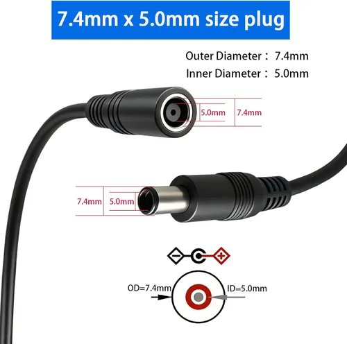Miniatura 2 de Cable de extensión de alimentación CC de 0.291 in x 0.197 in, cable de extensión macho a hembra de 16 AWG para laptop, adaptador de fuente