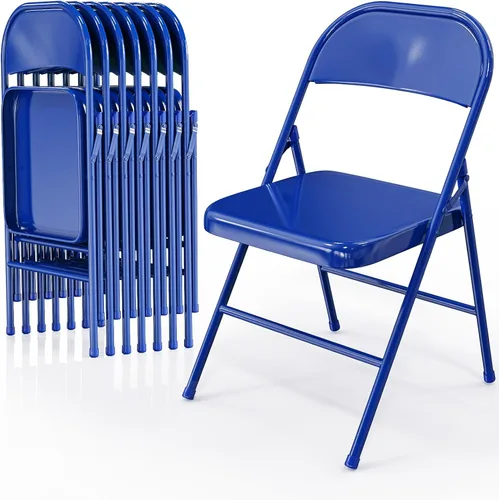 Miniatura 18 de VINGLI Sillas plegables con marco de metal de acero, capacidad de 350 libras, duraderas, portátiles y versátiles para uso en interiores y Negro