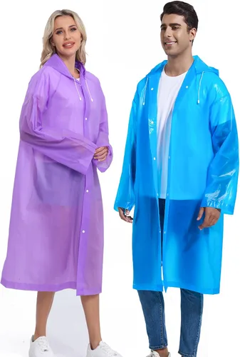 Miniatura 86 de 2 abrigos de lluvia de Borogo para adultos, chaquetas de lluvia reutilizables para hombres y mujeres