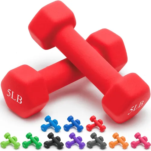 Miniatura 48 de Portzon Mancuernas de neopreno con agarre antideslizante para ejercicio de entrenamiento corporal total y tonificación muscular, compatible con 2