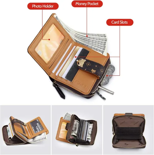 Miniatura 3 de FOXER Carteras pequeñas para mujer monederos con cremallera para tarjetas de crédito Classic