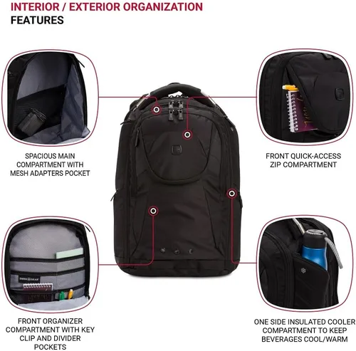 Miniatura 5 de SwissGear Mochila para laptop, Negro, 17 pulg.