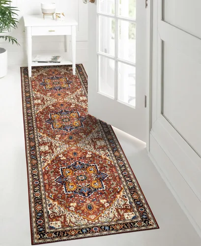 Miniatura 8 de Moynesa Alfombra de pasillo ultra fina lavable, antideslizante de 2 pies 6 x 8 pulgadas, resistente a las manchas, alfombra de dormitorio de pelo