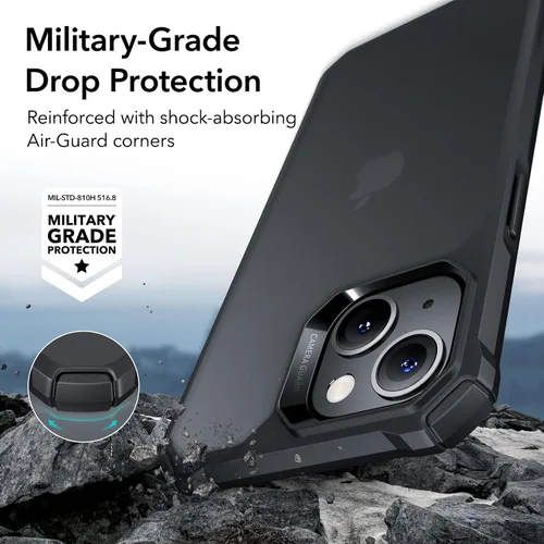 Miniatura 3 de ESR Funda para iPhone 14/iPhone 13, protección de grado militar con esquinas que absorben los golpes, parte trasera acrílica resistente a los Negro