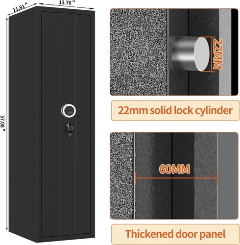 Miniatura 3 de Caja fuerte para armas 8-12 para rifles y pistolas, no requiere montaje, teclado digital grande seguro para armas, rifles seguros para el hogar