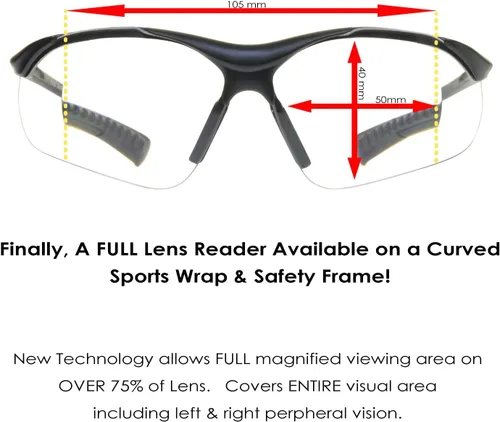 Miniatura 4 de proSPORT Gafas de seguridad para lector de lentes completas, transparentes o ahumadas, curva envolvente, no bifocales