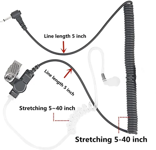 Miniatura 6 de WODASEN Auricular de 0.138 in solo escucha 1 pin receptor de tubo acústico Walkie Talkies Auriculares de vigilancia para radios bidireccionales