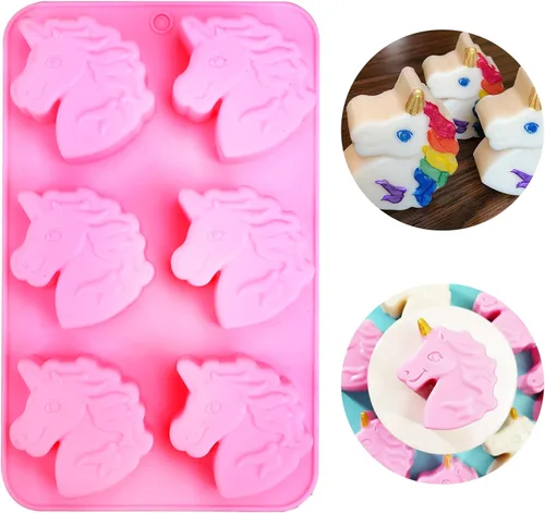 Molde de silicona de unicornio para crayones de caballo, molde de silicona para bombas de baño de unicornio, moldes para jabón, dulces, chocolate,
