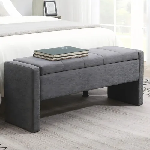 Miniatura 10 de Otomana de 47.25 pulgadas con almacenamiento, banco de almacenamiento para el extremo de la cama, banco de entrada, reposapiés multifuncional