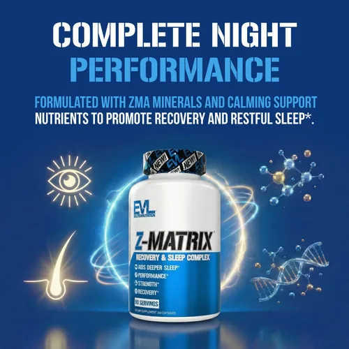 Miniatura 8 de EVL Suplemento de recuperación post entrenamiento, magnesio y zinc, ZMatrix Zinc Magnesio Aspartato Suplemento de recuperación muscular para apoyo