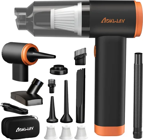 aokway Aspiradora de Coche Portátil Inalámbrica 20000PA de Potente Succión, Aspiradora Mini de 7800mAh para Coche, Aspiradora Eléctrica y Soplador