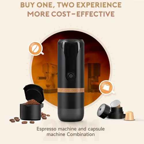 Miniatura 2 de Cafetera eléctrica portátil de café expreso, cafetera eléctrica compatible con cápsulas NS y posos de café para campamento, viajes, hogar. Versión