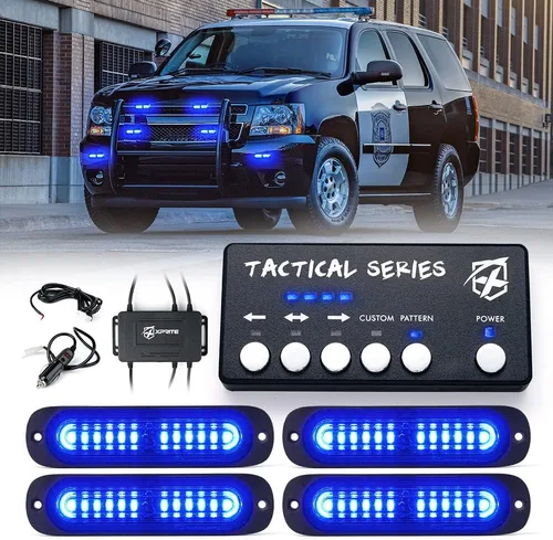 Miniatura 8 de Xprite Kit de luces estroboscópicas LED ámbar para montaje en superficie, parrilla de parrilla lateral, luz intermitente de advertencia