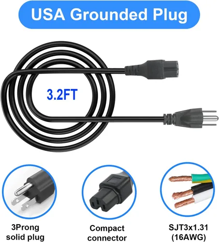 Miniatura 4 de Pieza de repuesto de cable de alimentación de 3 clavijas adecuada para cable percolador Farberware, cable eléctrico para olla a presión eléctrica