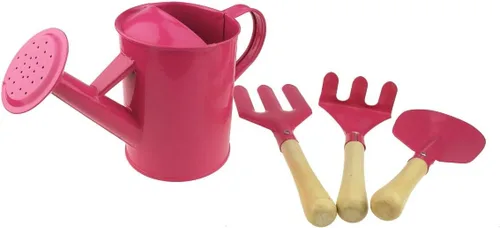 Miniatura 2 de Apol Juego de herramientas de jardinería para niños, incluye regadera, guantes, pala, tenedor y bolsa de transporte, regalo para niñas y niños (rosa)