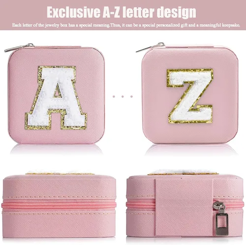 Miniatura 5 de MODENGKONGJIAN Joyero de viaje para mujer, a la moda, para anillos, collares, aretes, joyería, caja organizadora, pequeña, portátil, personalizada