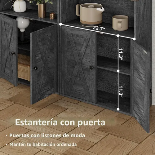 Miniatura 5 de IRONCK Estanterías y librerías industriales con puertas de 11.8 pulgadas de profundidad, estanterías de pie con 5 niveles de almacenamiento, muebles