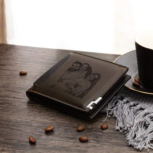 Miniatura 4 de Carteras personalizadas para hombres, cartera de fotos para novio y papá, cartera personalizada para padre, cartera con imagen grabada para hombres