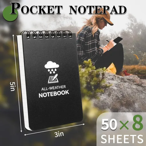 Miniatura 3 de COIDEA Cuaderno impermeable, paquete de 8 bloc de notas de bolsillo en espiral superior, bloc de notas de 3 x 5 pulgadas, resistente a