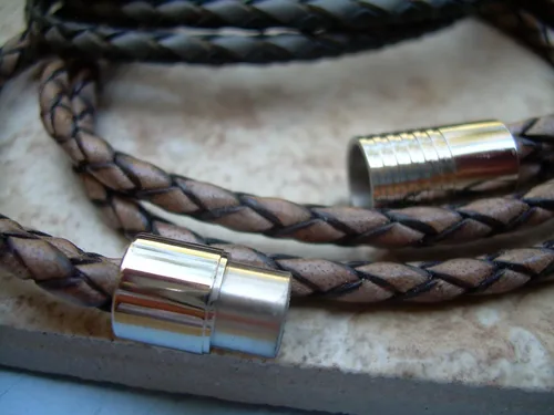 Miniatura 4 de Pulsera de cuero con cierre magnético, acero inoxidable, joyería para hombre, pulsera para hombre, pulsera envolvente, regalo para hombre, para él