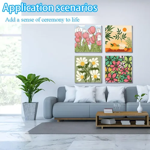 Miniatura 4 de UMOART Pintura enmarcada por números para niños, paquete de 4 pinturas por números para niños de 4 a 8 a 12 años, kits de pintura por números