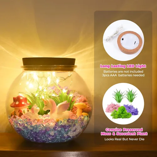 Miniatura 4 de Regalos de unicornio para niñas - Kit de terrario de unicornio iluminado para niños - Juguetes de arte y manualidades de unicornio DIY - Regalos
