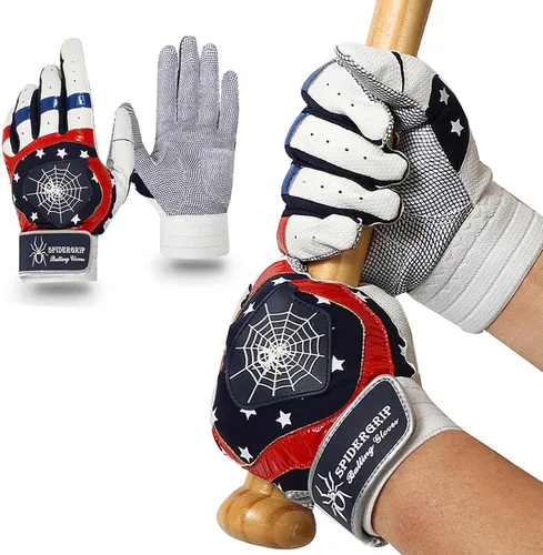 J&S Sporting Spider Grip - Guantes de bateo de béisbol antideslizantes - Agarre antideslizante duradero para hombres y jóvenes jugadores