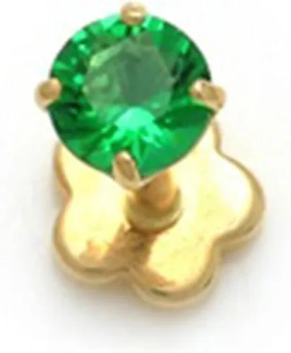 Miniatura 3 de AVORA Piercing redondo de oro blanco de 14 quilates con diamante de imitación de 0.1 quilates (0.1 quilates), piercing para cartílago con parte