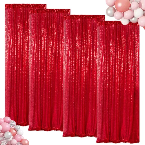 Miniatura 59 de ShinyBeauty Cortinas de lentejuelas 2 paneles 2 pies x 8 pies verde iridescente, telón de fondo para fotomatón, fondo para graduaciones, baby