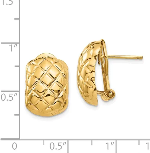 Miniatura 3 de Pendientes de oro amarillo pulido de 14 quilates con cierre trasero Omega, Oro amarillo