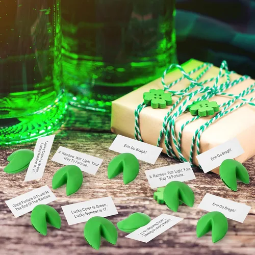 Miniatura 5 de Zhanmai Juego de 48 borradores de galletas Green Fortune con mensaje positivo para Año Nuevo Lunar, Día de San Valentín, Día de San Patricio