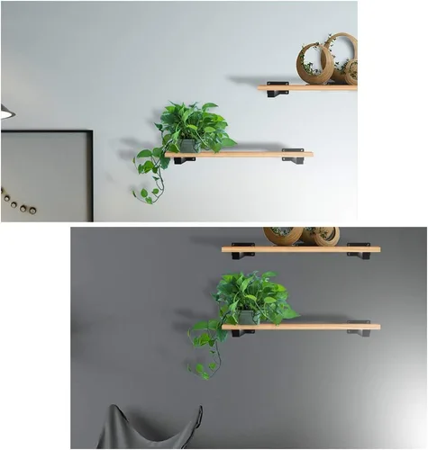 Miniatura 5 de Soporte flotante de tubo de acero inoxidable montado en la pared, juego de 2 soportes para estantes ocultos colgantes, soportes de soporte de ángulo