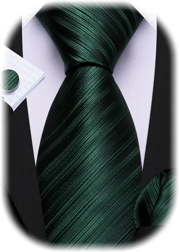 Miniatura 388 de Barry.Wang Juego de corbatas para hombre, corbata de seda a rayas, tejido a cuadros, gemelos formales, negocios, boda