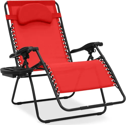 Miniatura 27 de Best Choice Products Silla de gravedad cero de gran tamaño, plegable para patio al aire libre, reclinable, con soporte para tazas, bandeja de Verde