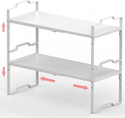 Miniatura 9 de Jojocross Estante expandible para organizador de gabinete, ajustable y apilable, estante de especias en la cocina y el baño más, encimera, armario