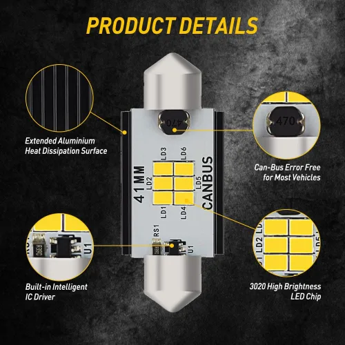 Miniatura 7 de Bombillas LED superbrillantes tamaño 194 Auxito; 168, 2825, W5W, T10, cuña 24, conjunto de chips 3014 SMD, bombillas LED de repuesto sin errores