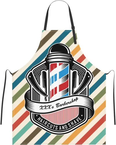 Miniatura 16 de Delantal de barbería personalizado para hombres y mujeres, delantal de peluquería con texto personalizado con bolsillos, delantal ajustable