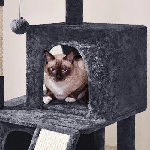 Miniatura 6 de Yaheetech Árbol para gatos para mascotas de interior, torre de 36 pulgadas con plataforma extra grande, postes rascadores, tablero, pelota colgante