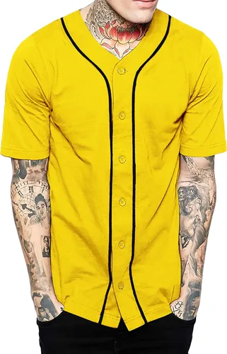 Miniatura 30 de Hat and Beyond camiseta de béisbol para hombre con botones hipster hip hop