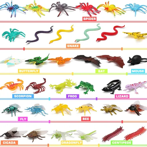 Miniatura 4 de Paquete de 76 mini juego de insectos de plástico, juguete realista de insectos para niños, figura de insectos falsos para niños, niños pequeños